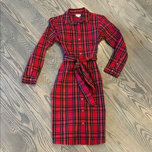 J. Crew Factory Red Plaid Midi Dress